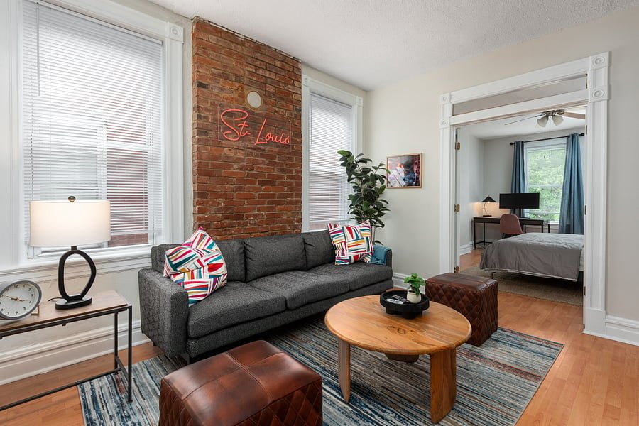 Actual living room of the two-bedroom apartment